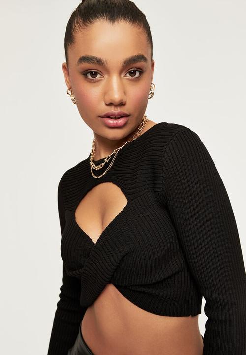 Supré  - Carly wrap front knit top - black