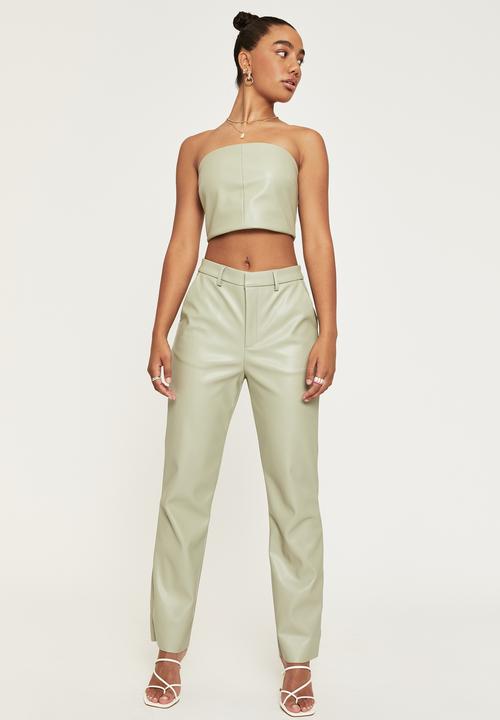 Supré  - Vegan leather straight leg pant - silver stone
