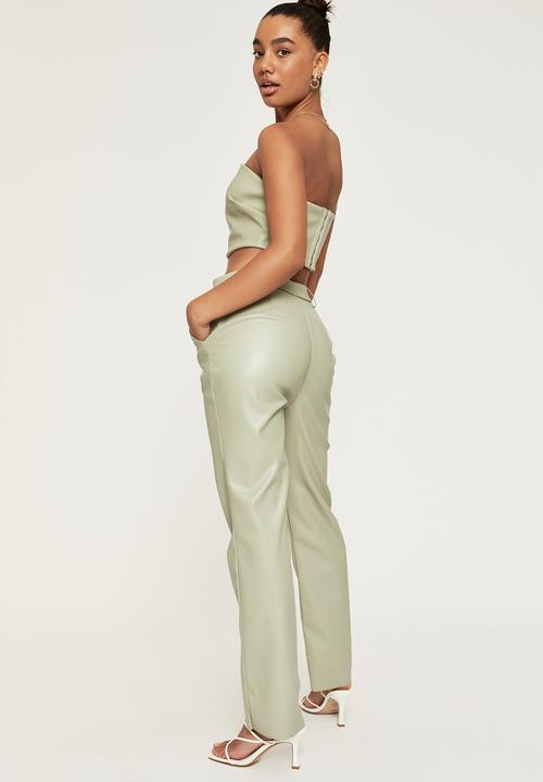 Supré  - Vegan leather straight leg pant - silver stone
