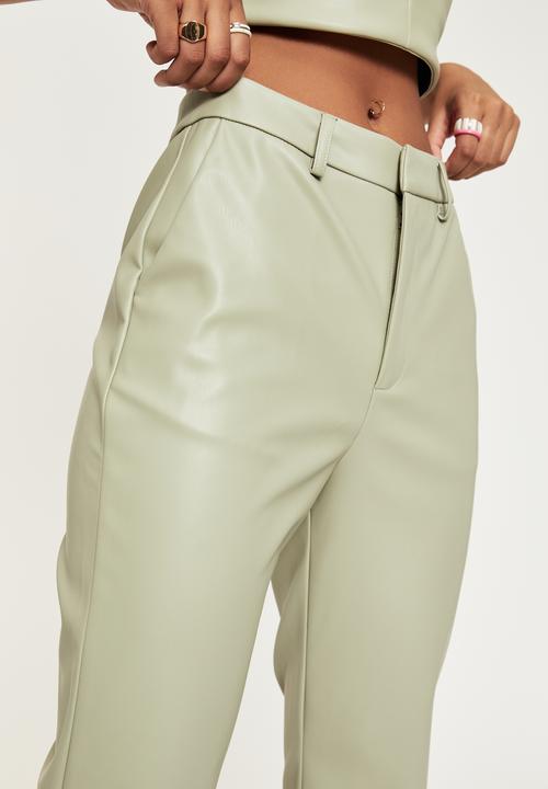 Supré  - Vegan leather straight leg pant - silver stone