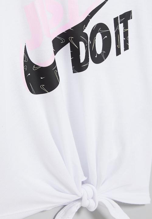 Nike - Nkg girls tie front long sleeve tee - white