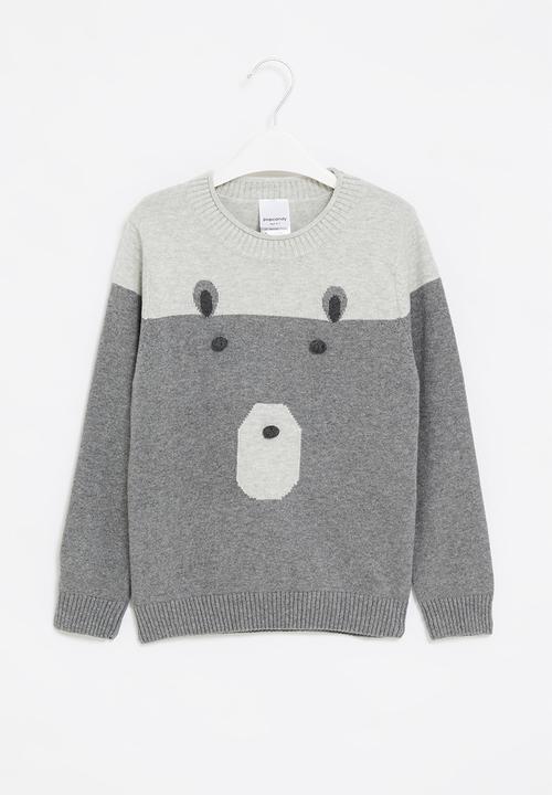 Pop Candy - Boys bear sweater - grey