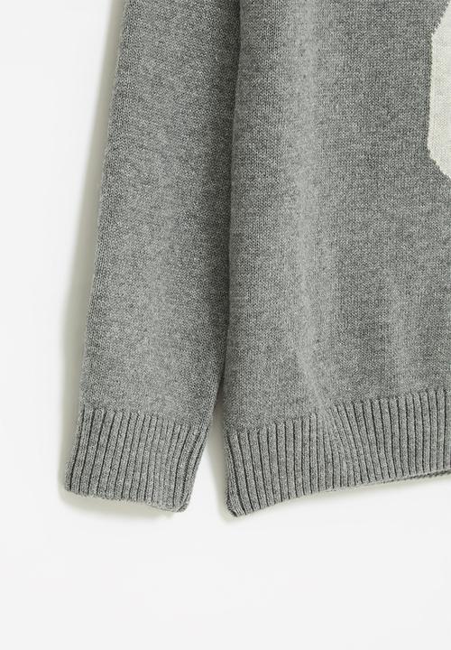 Pop Candy - Boys bear sweater - grey