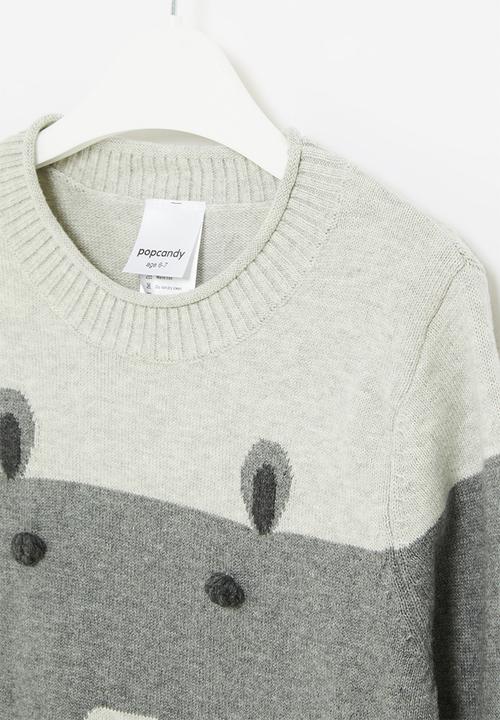 Pop Candy - Boys bear sweater - grey