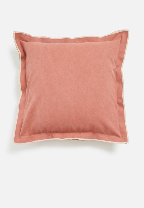 Duvha canvas cushion cover - brick & ivory overlock