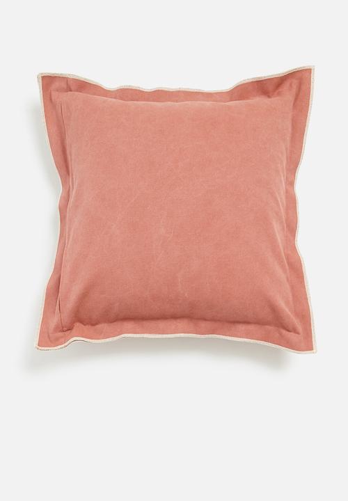 Sixth Floor - Duvha canvas cushion cover - brick & ivory overlock