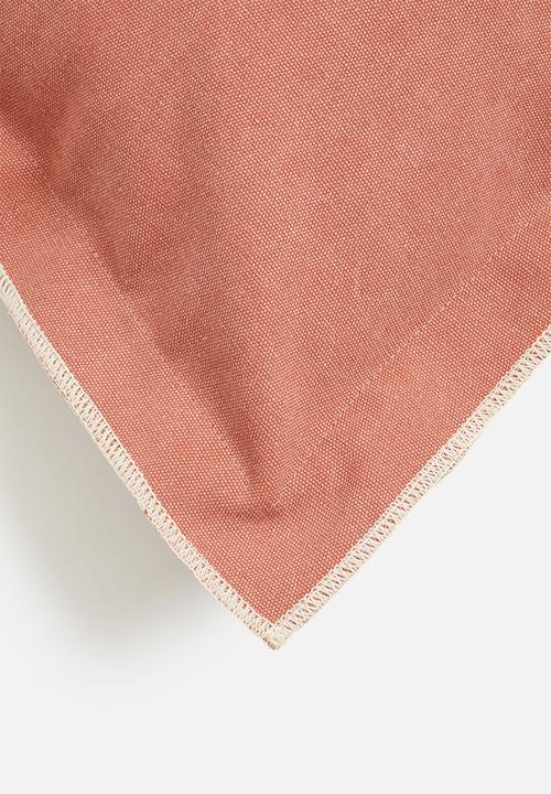 Sixth Floor - Duvha canvas cushion cover - brick & ivory overlock