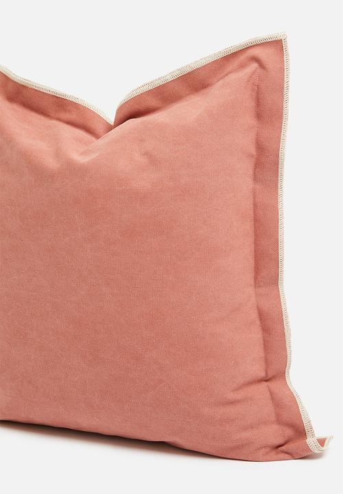 Sixth Floor - Duvha canvas cushion cover - brick & ivory overlock