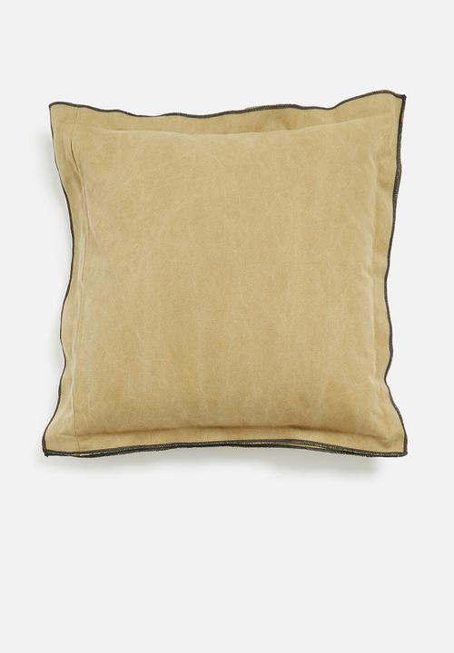 Sixth Floor - Duvha canvas cushion cover - scotch & charcoal overlock