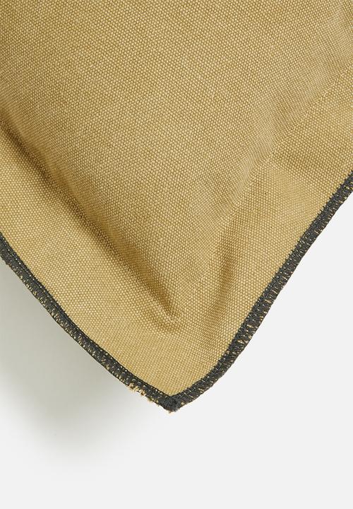 Sixth Floor - Duvha canvas cushion cover - scotch & charcoal overlock