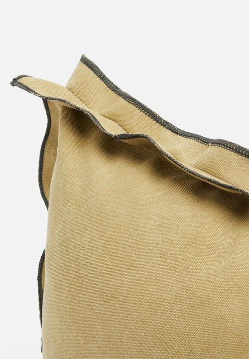 Sixth Floor - Duvha canvas cushion cover - scotch & charcoal overlock