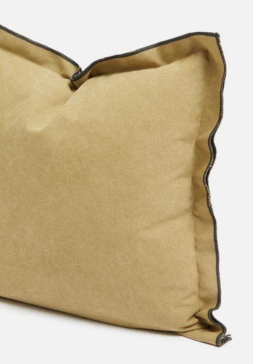 Sixth Floor - Duvha canvas cushion cover - scotch & charcoal overlock