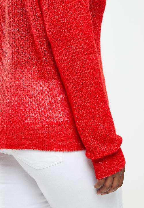 MANGO - Plus sweater gery - red