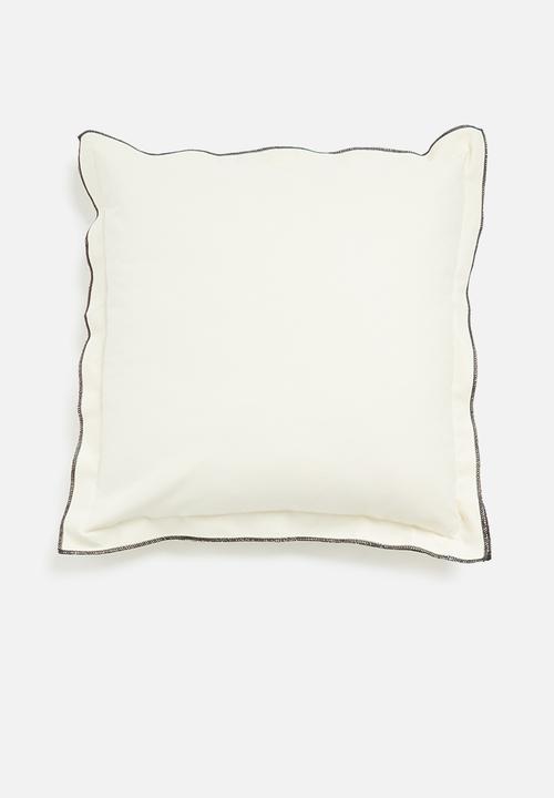 Sixth Floor - Duvha canvas cushion cover - ivory & charcoal overlock