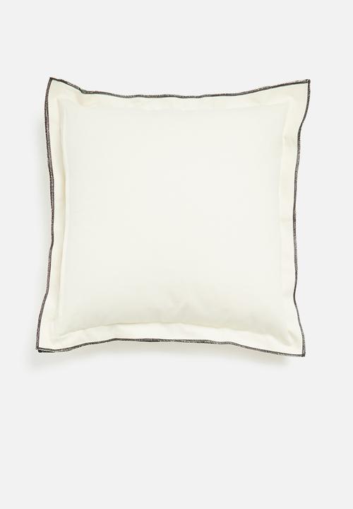 Sixth Floor - Duvha canvas cushion cover - ivory & charcoal overlock