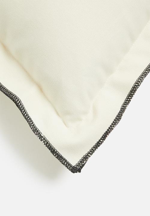 Sixth Floor - Duvha canvas cushion cover - ivory & charcoal overlock