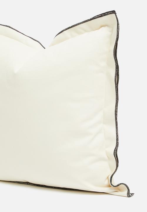 Sixth Floor - Duvha canvas cushion cover - ivory & charcoal overlock