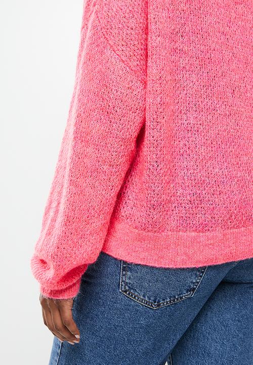 MANGO - Plus cardigan gery - bright pink