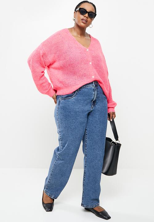 MANGO - Plus cardigan gery - bright pink