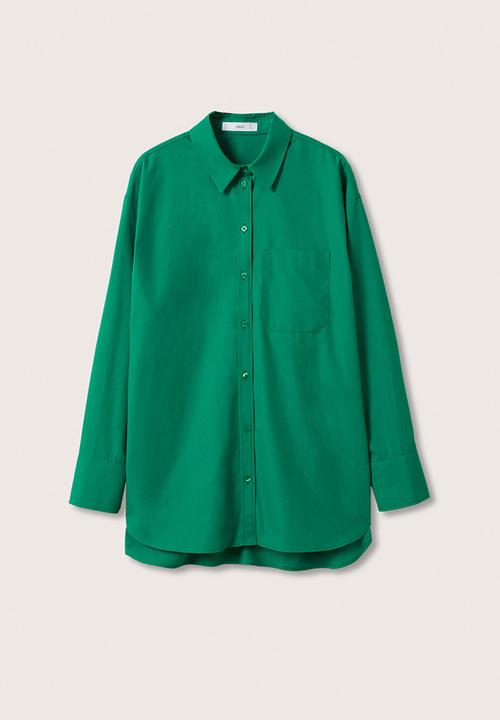 MANGO - Shirt bej - green
