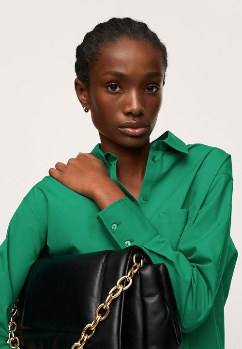 MANGO - Shirt bej - green