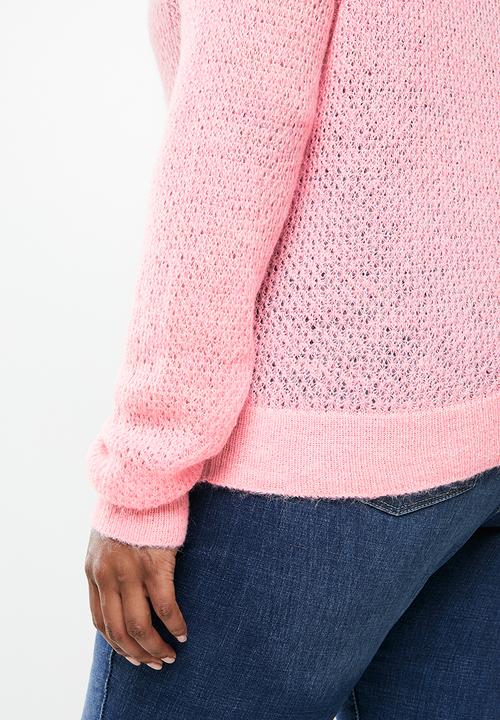 MANGO - Plus sweater gery - light pastel pink