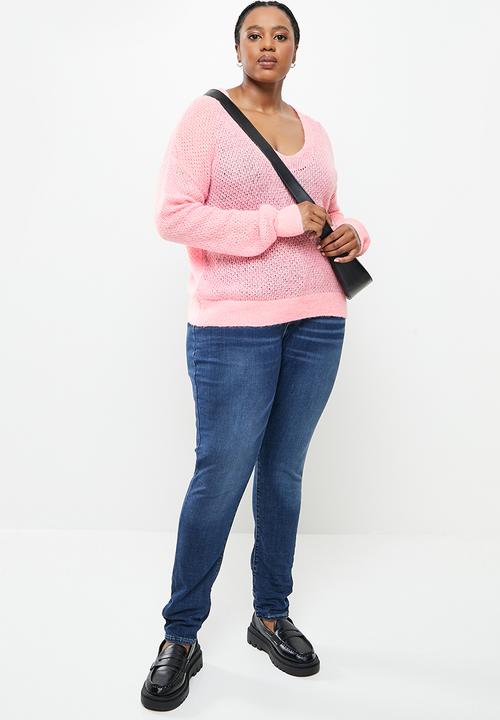 MANGO - Plus sweater gery - light pastel pink