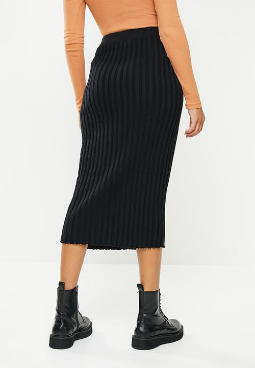 Glamorous - Ladies midi knit skirt - black 