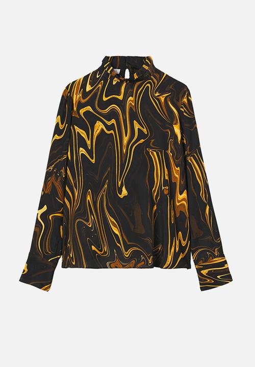 MANGO - Blouse mostaza - black