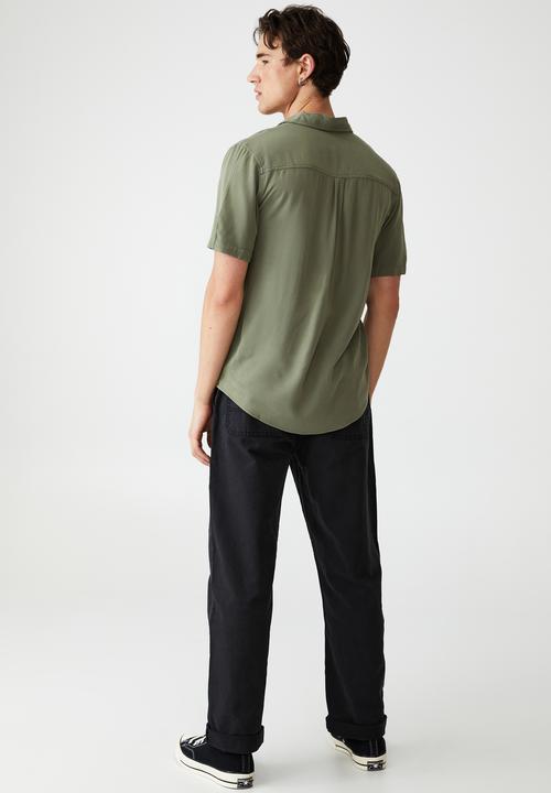 Cotton On - Cuban short sleeve shirt - military
