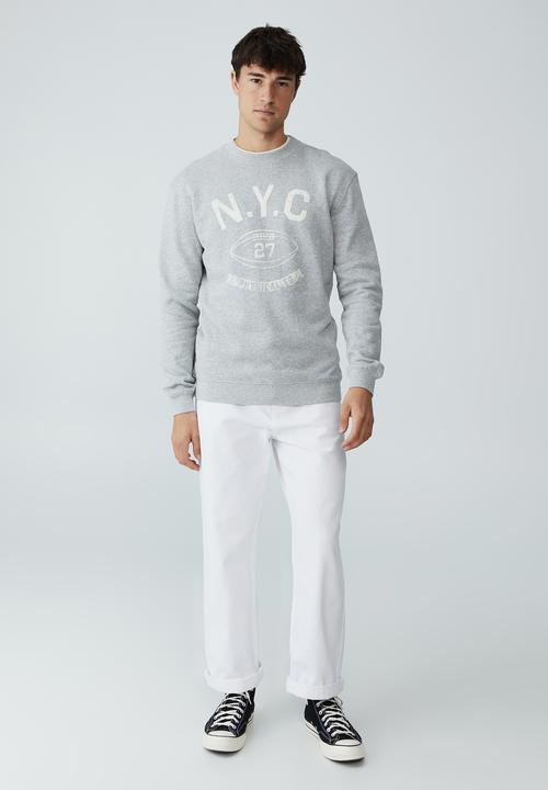 Cotton On - Graphic crew fleece - light grey marle