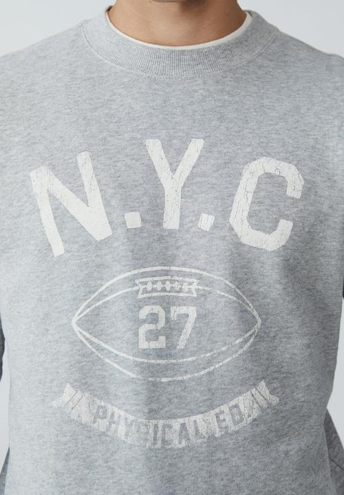 Cotton On - Graphic crew fleece - light grey marle