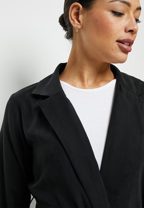 edit - Wrap longline blazer - black