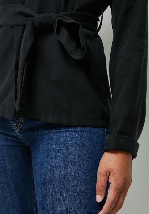 edit - Wrap longline blazer - black