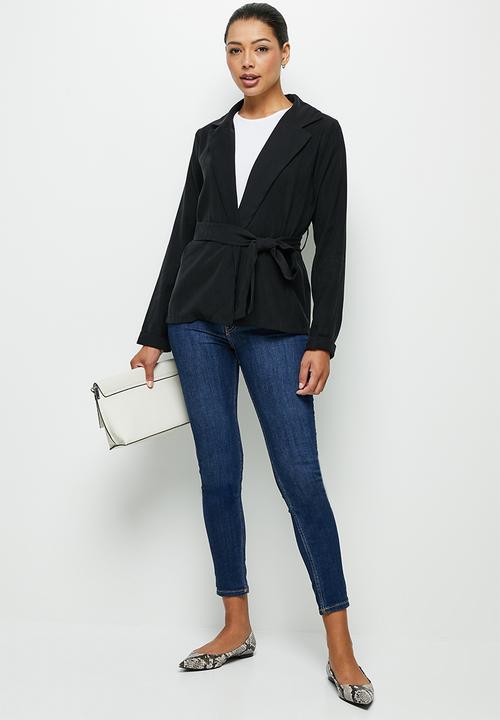 edit - Wrap longline blazer - black