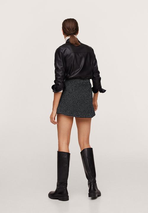 MANGO - Skirt miniplit - black