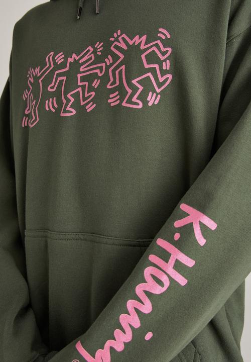 Cotton On - Keith haring fleece pullover - forest