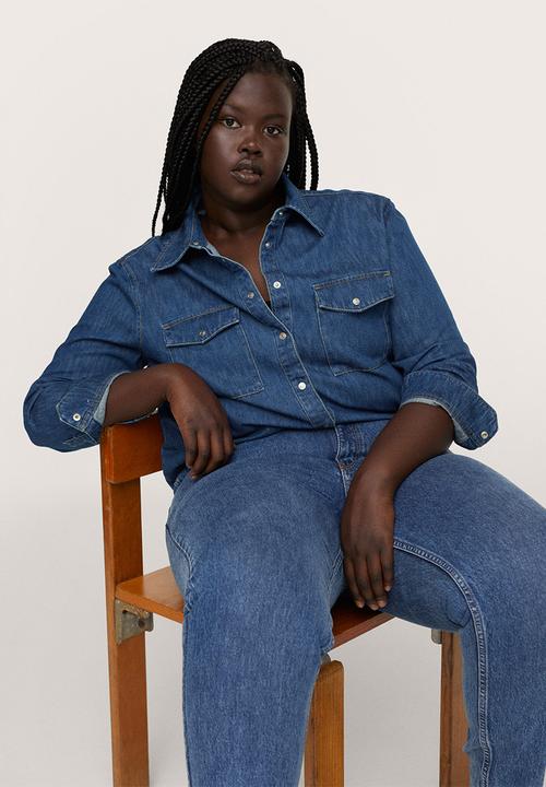 MANGO - Plus shirt julie - dark denim blue