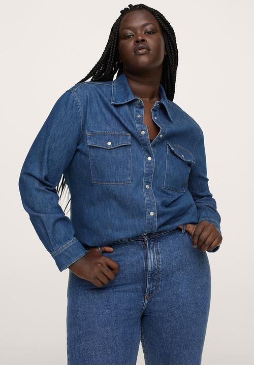 MANGO - Plus shirt julie - dark denim blue