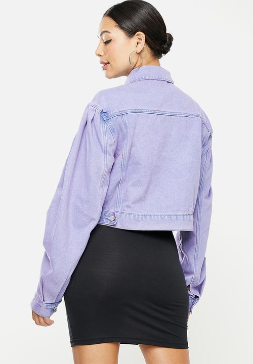 Missguided - Recycled puff sleeve denim jacket -  purple wash