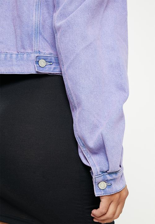 Missguided - Recycled puff sleeve denim jacket -  purple wash