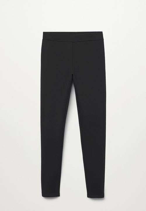 MANGO - Trousers croco - black