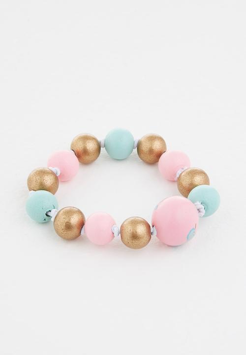 Cotton On - Mixed beaded necklace and bracelet set - pink daydream unicorn
