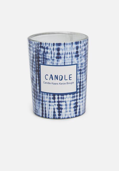 H&S - Blues glass candle set - blue