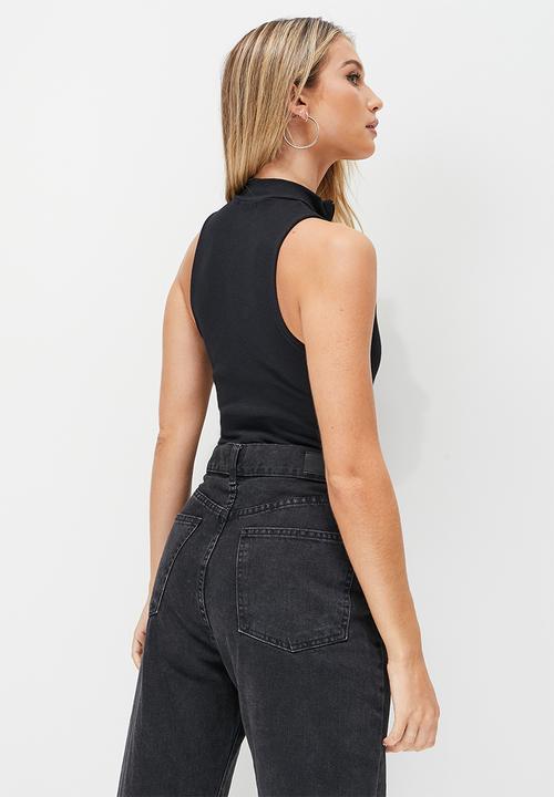 Blake - 1/4 Zip racer turtleneck bodysuit - black