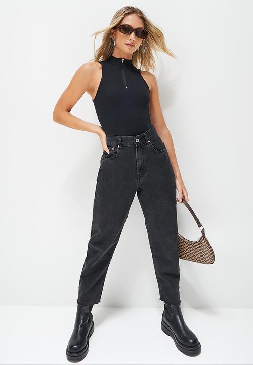 Blake - 1/4 Zip racer turtleneck bodysuit - black