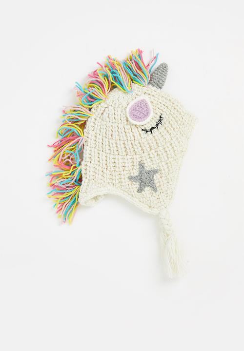 Pop Candy - Girls unicorn beanie - cream