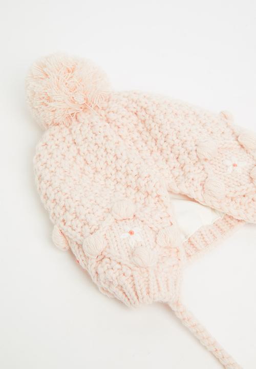 Pop Candy - Girls knit pom pom beanie - pink