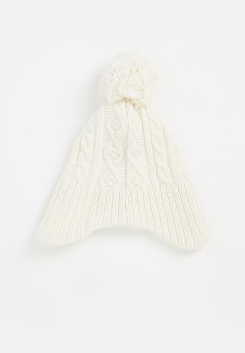 Pop Candy - Girls pom pom beanie - white