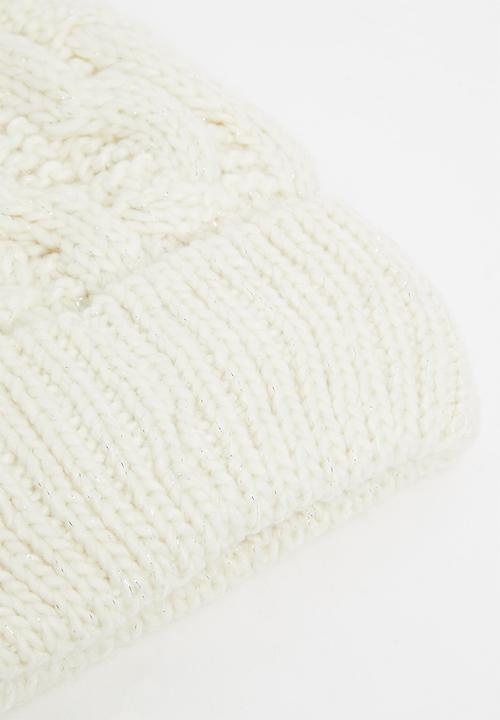 Pop Candy - Cable knit beanie - cream